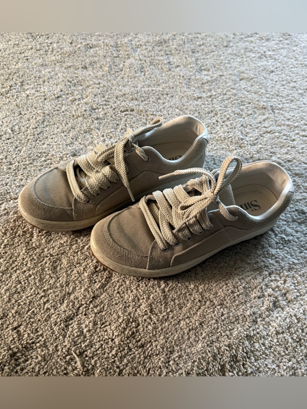 Simple Shoes OS Lace-Up Sneakers in Taupe Suede - Size W 9/M 7